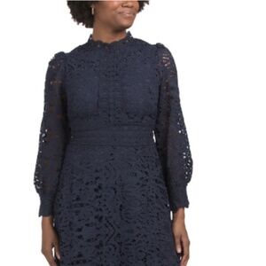DALIA MACPHEE Long Sleeve Lace Maxi Dress